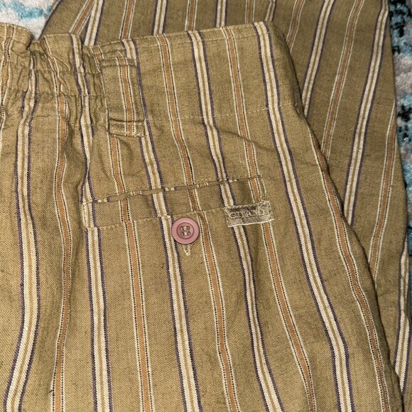 Vintage 80s Gitano Khaki Pleated High Waist Trousers Wide Leg Stripped READ - Picture 5 of 12